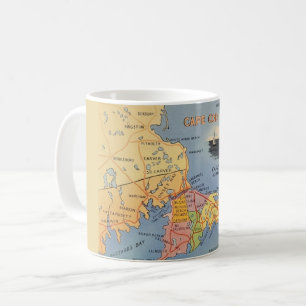 Caneca De Café Mapa do Velho Cabo Cod Massachusetts