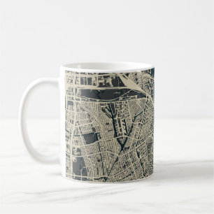 Caneca De Café Mapa do Vintage Amsterdam: Retrominimalista