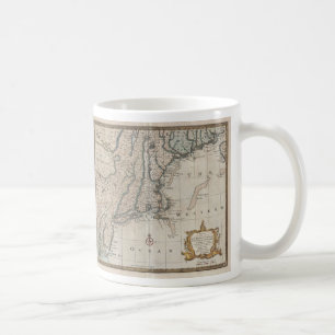 Caneca De Café Mapa do vintage da costa de Nova Inglaterra (1747)