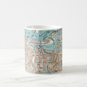 Caneca De Café Mapa do vintage de Amsterdão (1905)