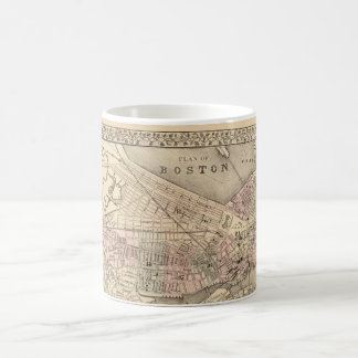 Caneca De Café Mapa do vintage de Boston (1880)