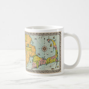 Caneca De Café Mapa do vintage de Cape Cod