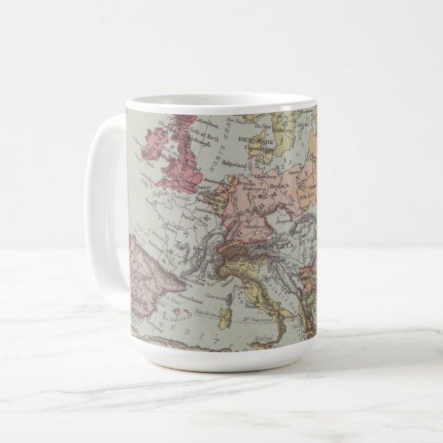 Caneca De Café Mapa do vintage de Europa (Frente Esquerda)