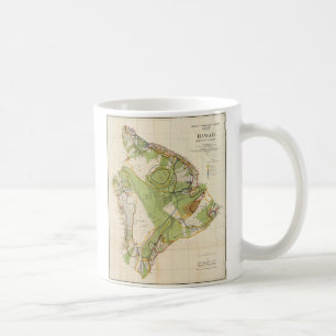 Caneca De Café Mapa do vintage de Havaí Ilha (1906)