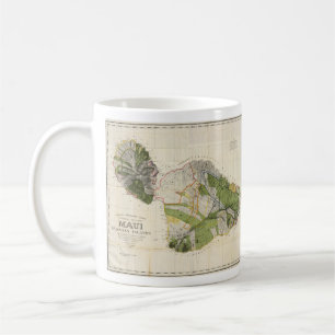 Caneca De Café Mapa do vintage de Maui Ilha (1906)