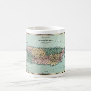 Caneca De Café Mapa do vintage de Puerto Rico