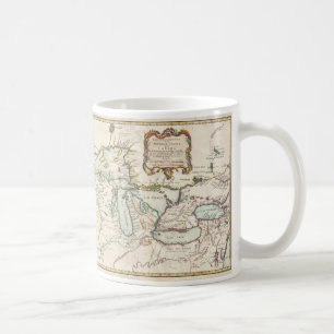 Caneca De Café Mapa do vintage dos grandes lagos (1755)