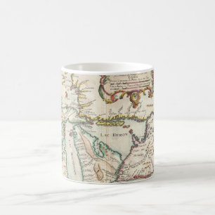 Caneca De Café Mapa do vintage dos grandes lagos (1755)