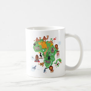Caneca De Café Mapa dos animais de África
