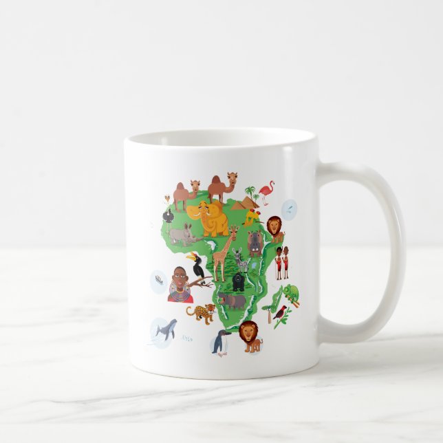 Caneca De Café Mapa dos animais de África (Direita)