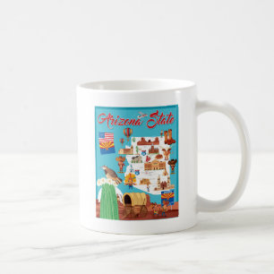 Caneca De Café Mapa dos desenhos animados da arizona