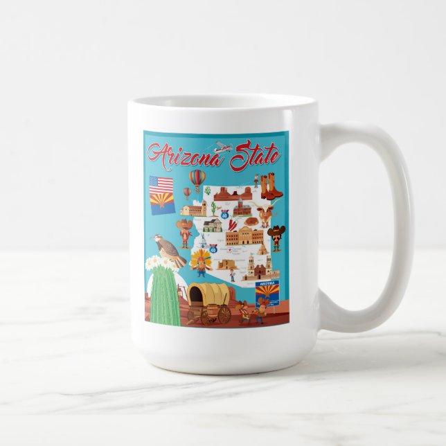 Caneca De Café Mapa dos desenhos animados da arizona (Direita)