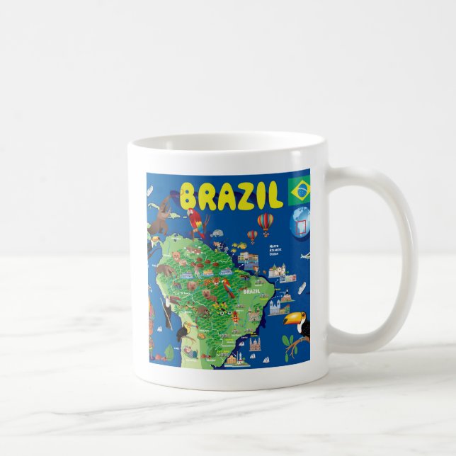 Caneca De Café Mapa dos desenhos animados de Brasil (Direita)