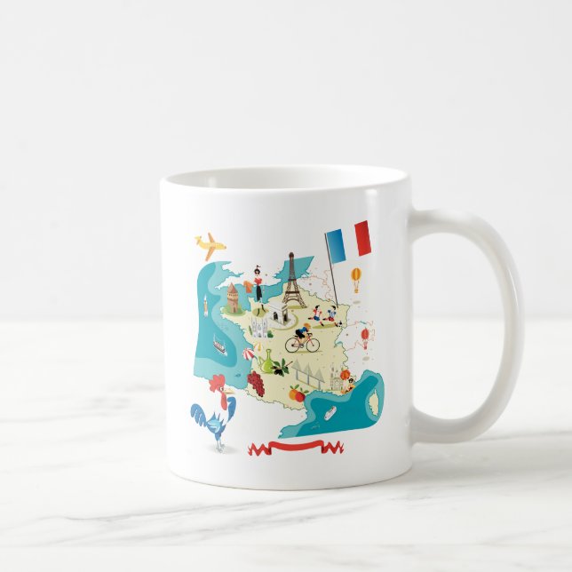 Caneca De Café Mapa dos desenhos animados de France (Direita)