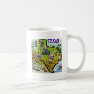 Caneca De Café Mapa dos desenhos animados de TEXAS