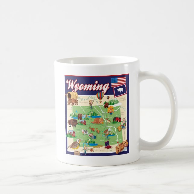 Caneca De Café Mapa dos desenhos animados de Wyoming (Direita)