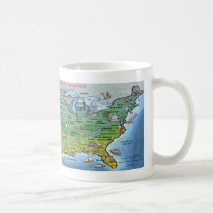 Caneca De Café Mapa dos desenhos animados dos EUA