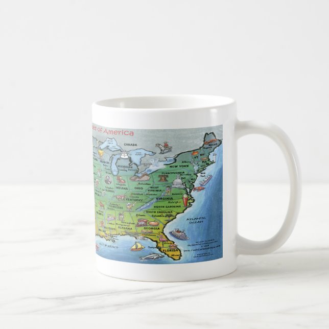 Caneca De Café Mapa dos desenhos animados dos EUA (Direita)