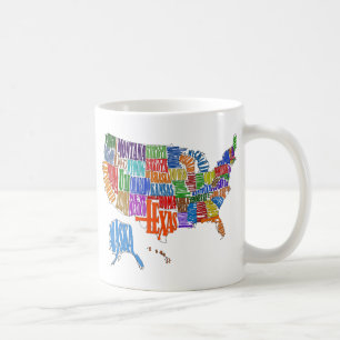 Caneca De Café Mapa dos E.U.