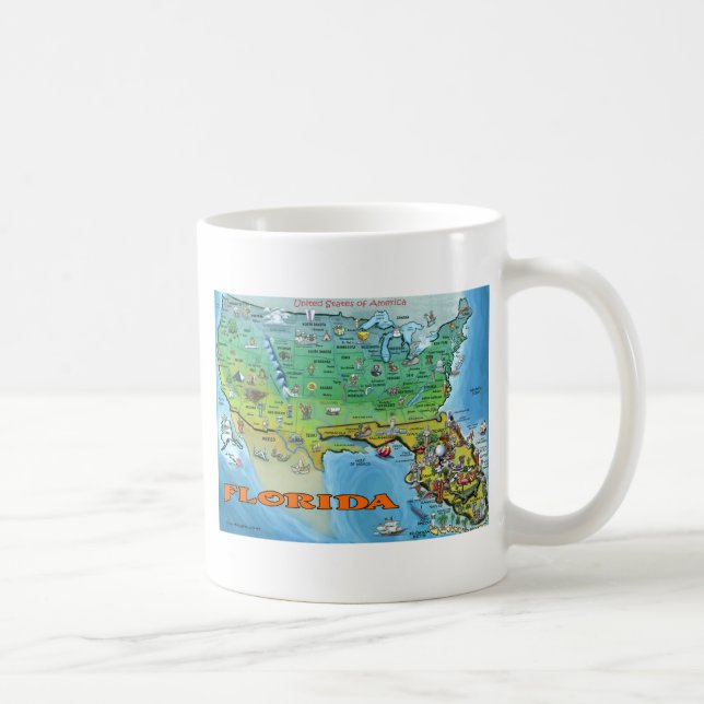 Caneca De Café Mapa dos EUA na Flórida (Direita)