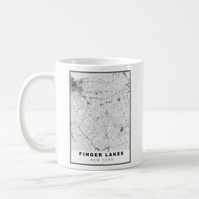 Caneca De Café Mapa dos Finger Lakes (Esquerda)