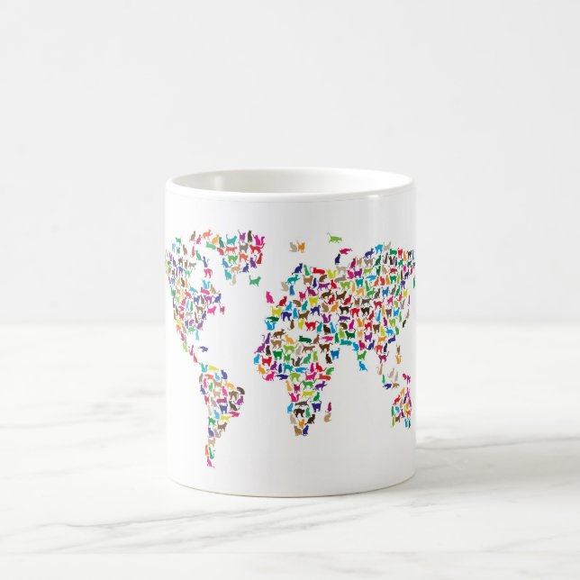 Caneca De Café Mapa dos gatos do mapa do mundo (Centro)