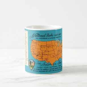 Caneca De Café Mapa dos Parques Nacionais da América