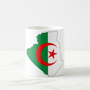 Caneca De Café Mapa DZ da bandeira de Argélia