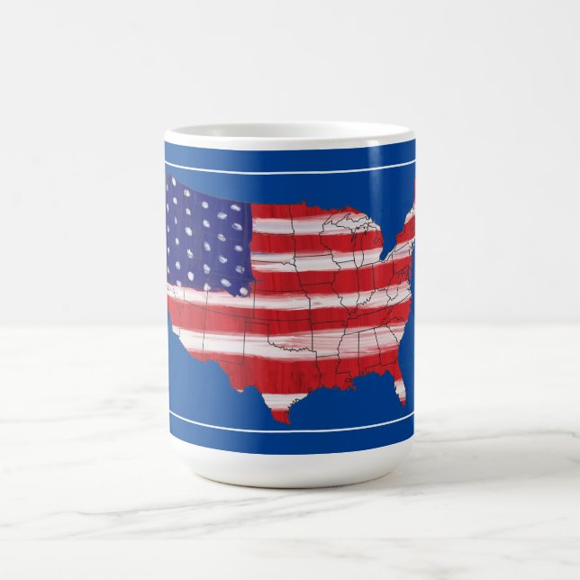 Caneca De Café Mapa E Bandeira Do Café Dos EUA (Centro)