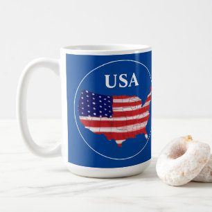 Caneca De Café Mapa E Bandeira Dos EUA