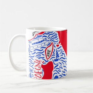Caneca De Café mapa estilizado da Itália desenhado à mão. ilus