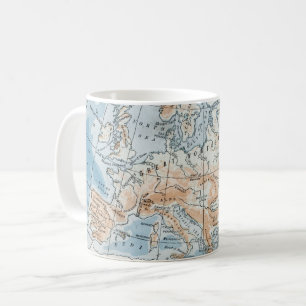 Caneca De Café Mapa Físico da Europa (1916)