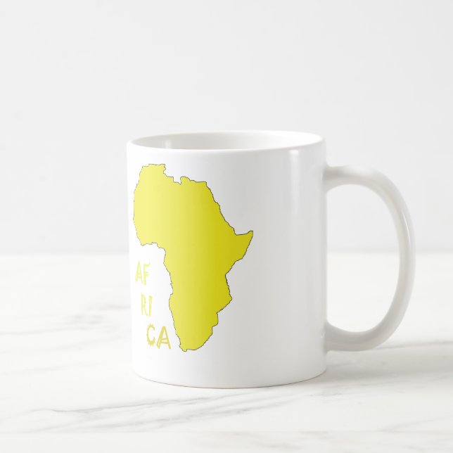 Caneca De Café Mapa Funky Amarelo da África (Direita)