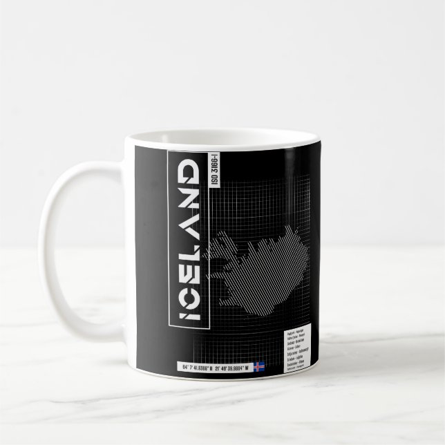 Caneca De Café Mapa Futurístico da Forma da Islândia (Esquerda)