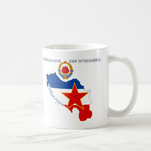 Caneca De Café Mapa Histórico, Emblema e Bandeira da Iugoslávia S