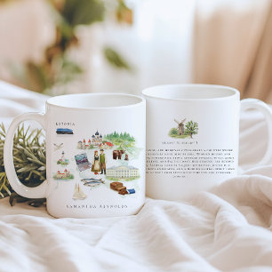 Caneca De Café Mapa Ilustrado da Estônia em Aquarela   Monograma