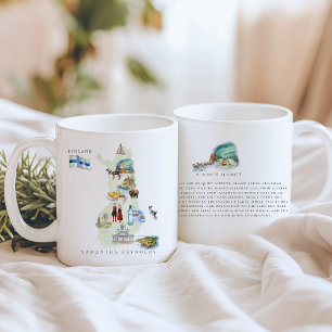 Caneca De Café Mapa Ilustrado da Finlândia em Aquarela Monogram