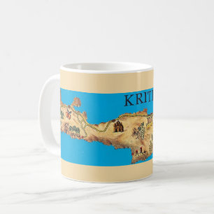 Caneca De Café Mapa ilustrado da ilha grega de Creta Mug