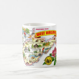 Caneca De Café Mapa Ilustrado da Virgínia Ocidental