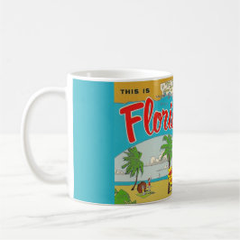 Caneca De Café Mapa Ilustrado de Cartão-Postal da Flórida Mug