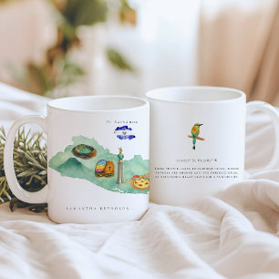 Caneca De Café Mapa Ilustrado de El Salvador aquarela Monograma
