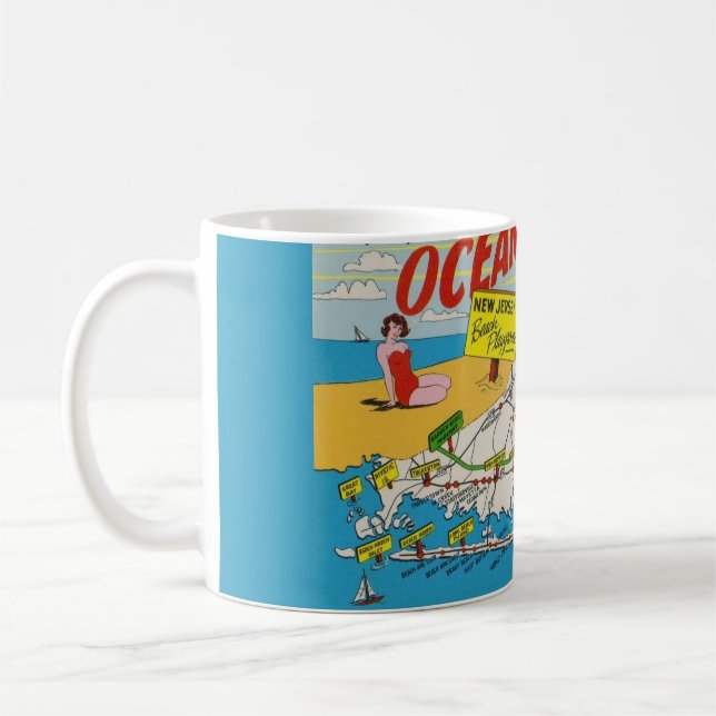 Caneca De Café Mapa Ilustrado de Jersey Shore (Esquerda)