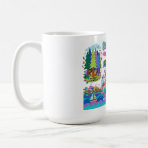 Caneca De Café Mapa Ilustrado de Santa Cruz Praia da Boardwalk Su