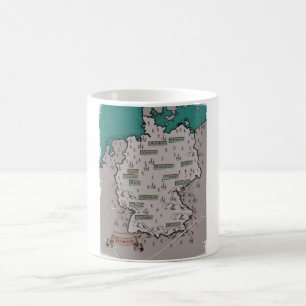 Caneca De Café Mapa Ilustrado de Vintage na Alemanha
