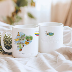 Caneca De Café Mapa Ilustrado do Equador em Aquarela   Monograma