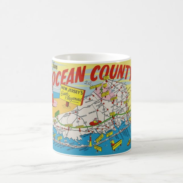 Caneca De Café Mapa Ilustrado em Jersey Shore (Centro)