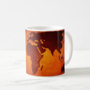 Caneca De Café Mapa mundi laranja vintage