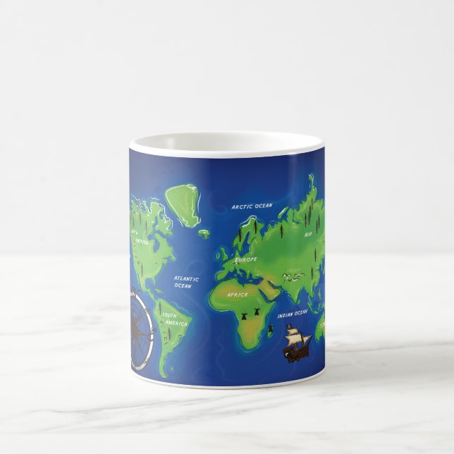 Caneca De Café Mapa Mundial (Centro)