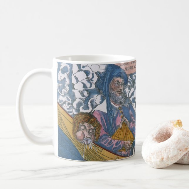 Caneca De Café Mapa Mundial Antigo com Claudius Ptolemy, 1507 (Com Donut)