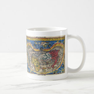 Caneca De Café Mapa Mundial Antigo em Forma de Coração de Peter A